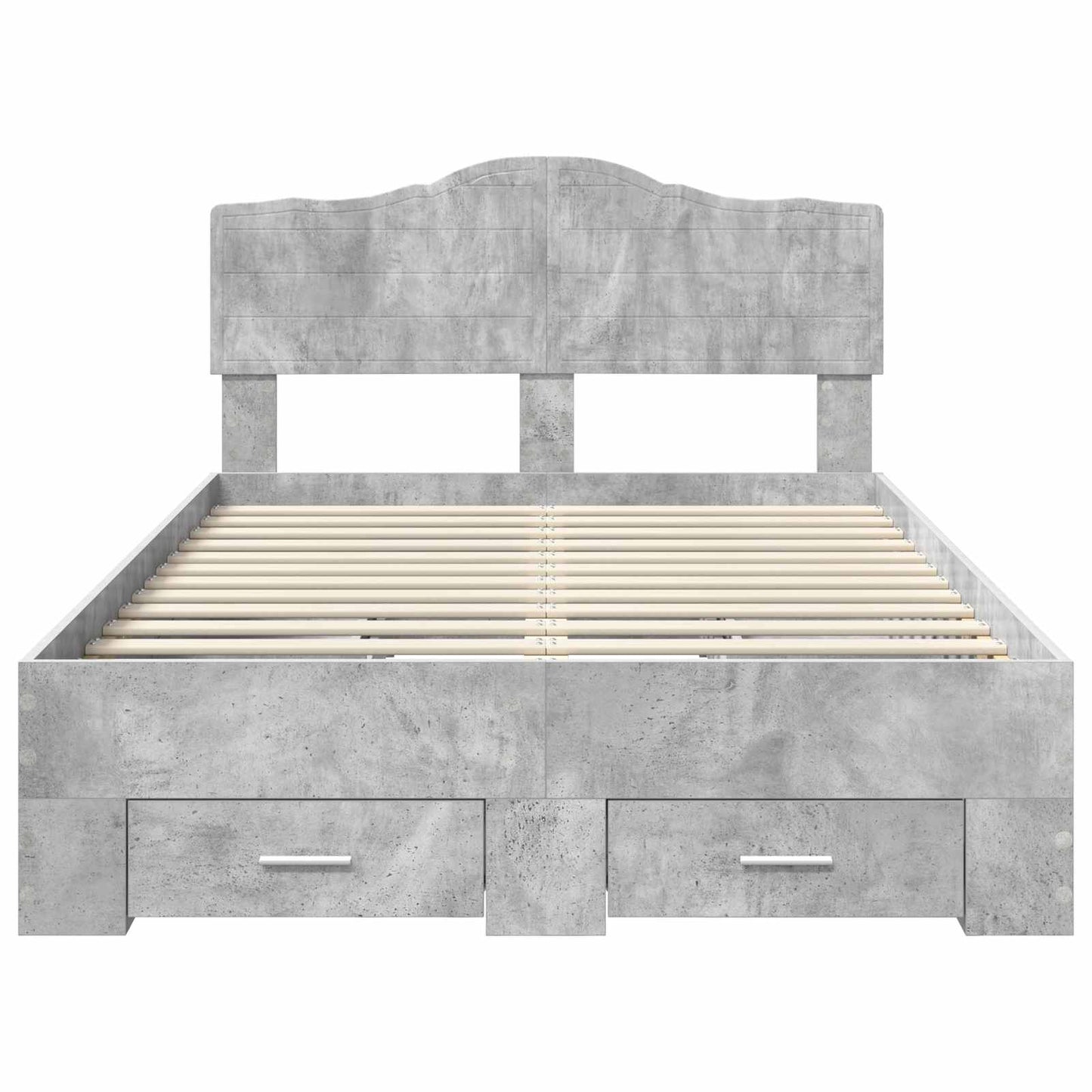Bed Frame Concrete Grey 135 x 190 cm Engineered Wood