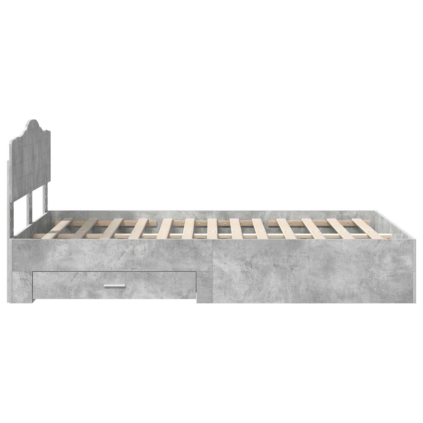 Bed Frame Concrete Grey 135 x 190 cm Engineered Wood