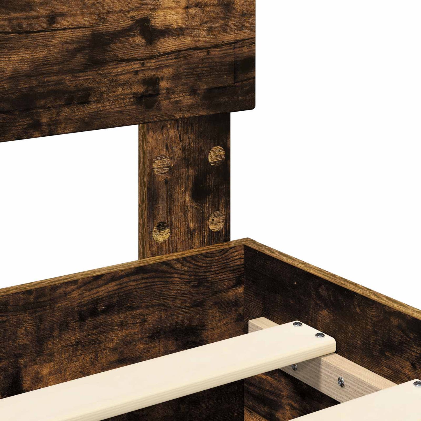 Bed Frame with Drawer Smoked Oak 135 x 190 cm Engineered Wood