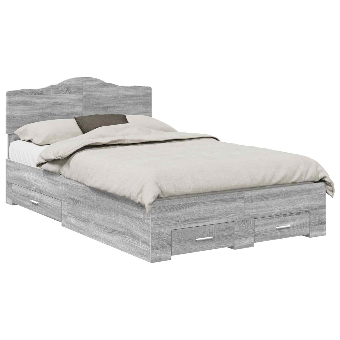 Bed Frame with Drawer Grey Sonoma 135 x 190 cm Engineered Wood