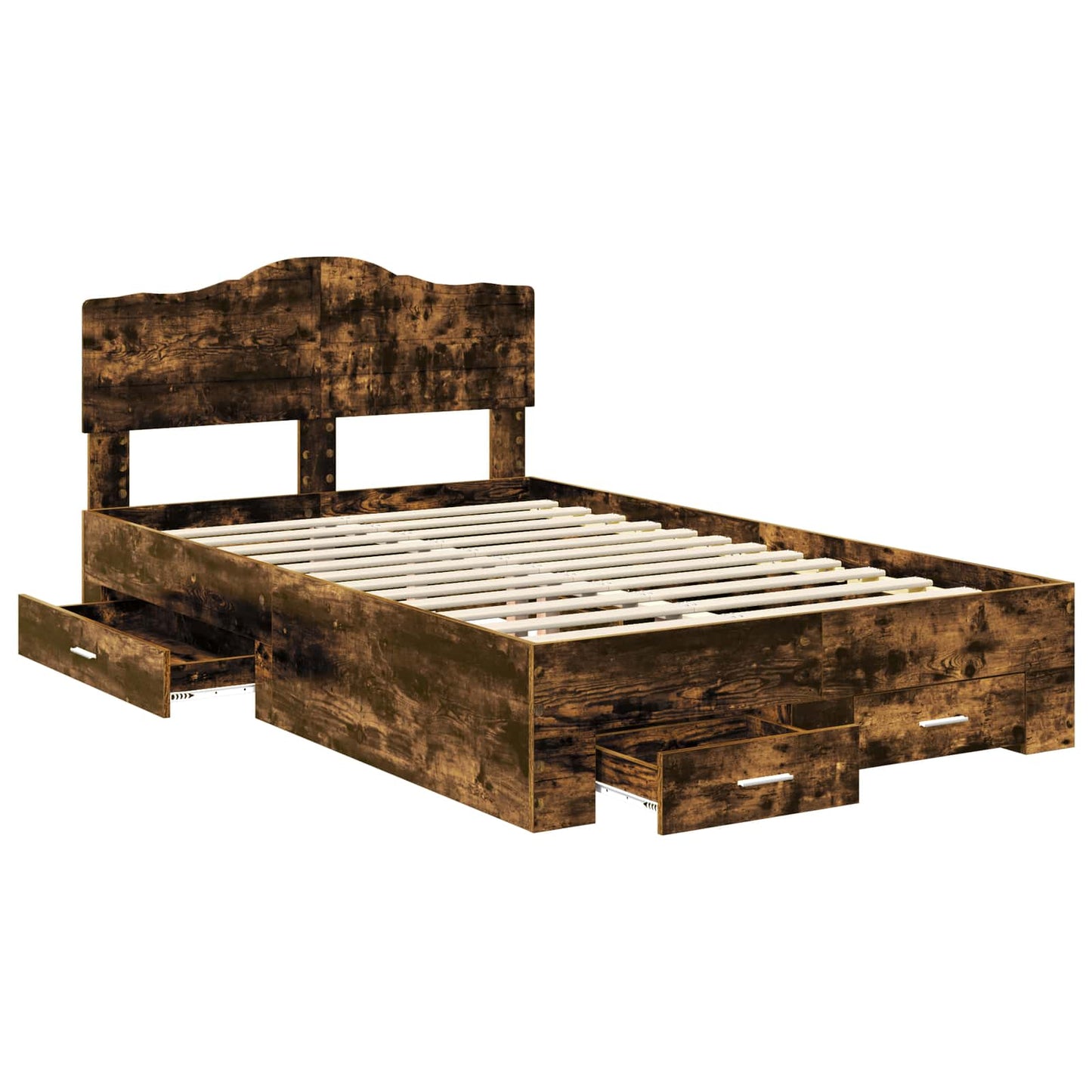 Bed Frame with Drawer Smoked Oak 120 x 200 cm Engineered Wood