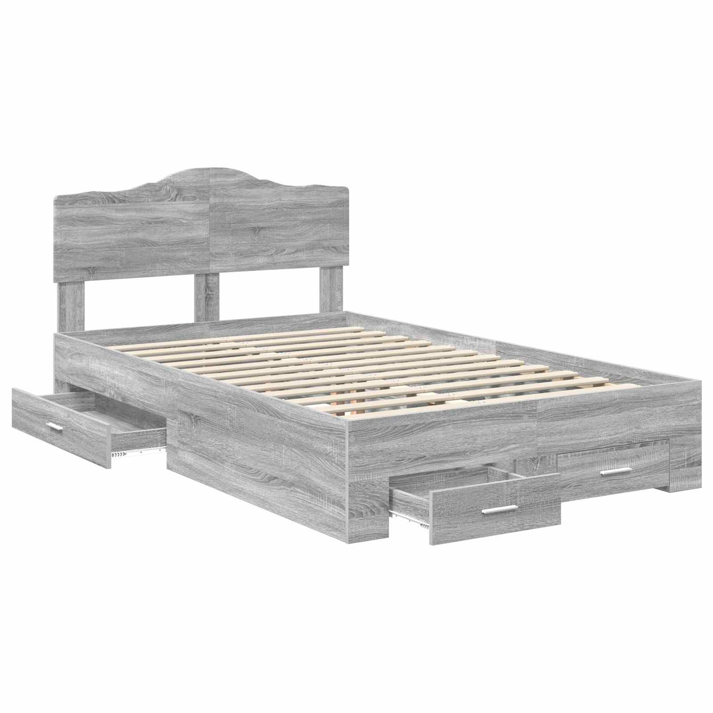 Bed Frame with Drawer Grey Sonoma 120 x 200 cm Engineered Wood