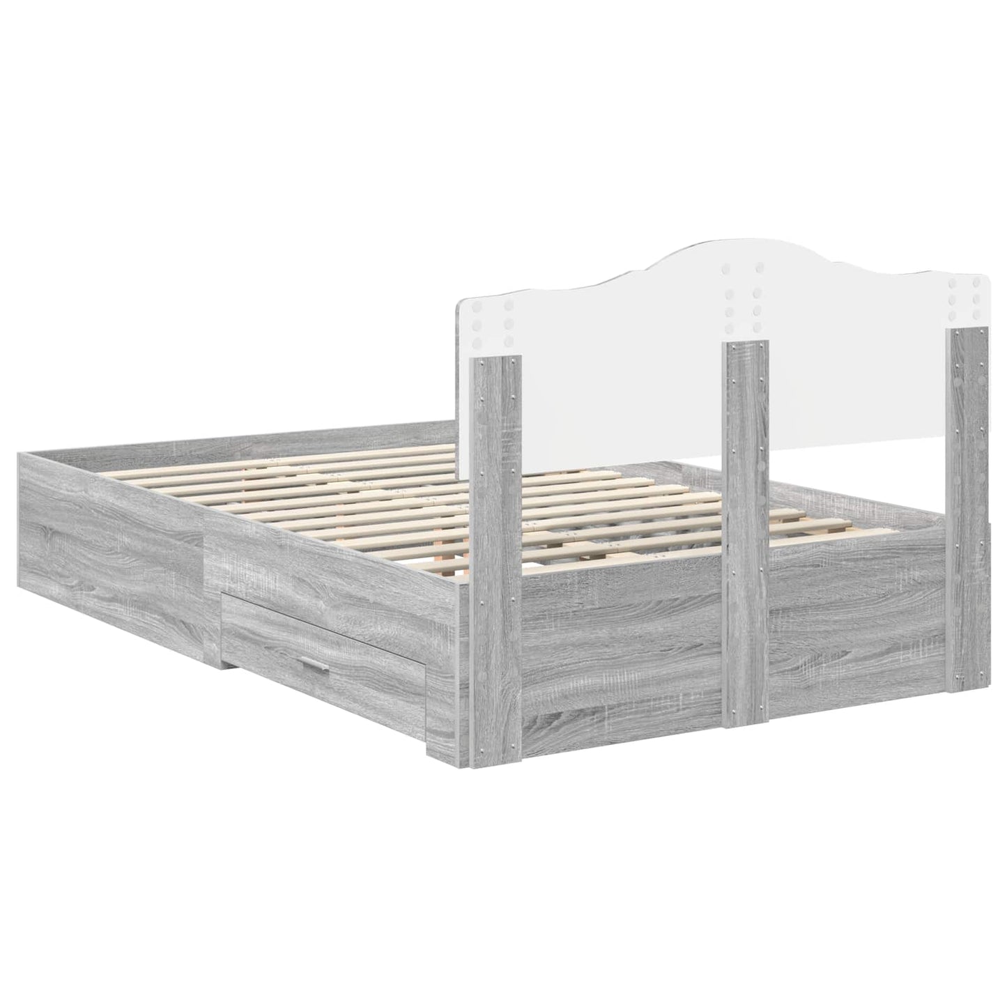 Bed Frame with Drawer Grey Sonoma 120 x 200 cm Engineered Wood