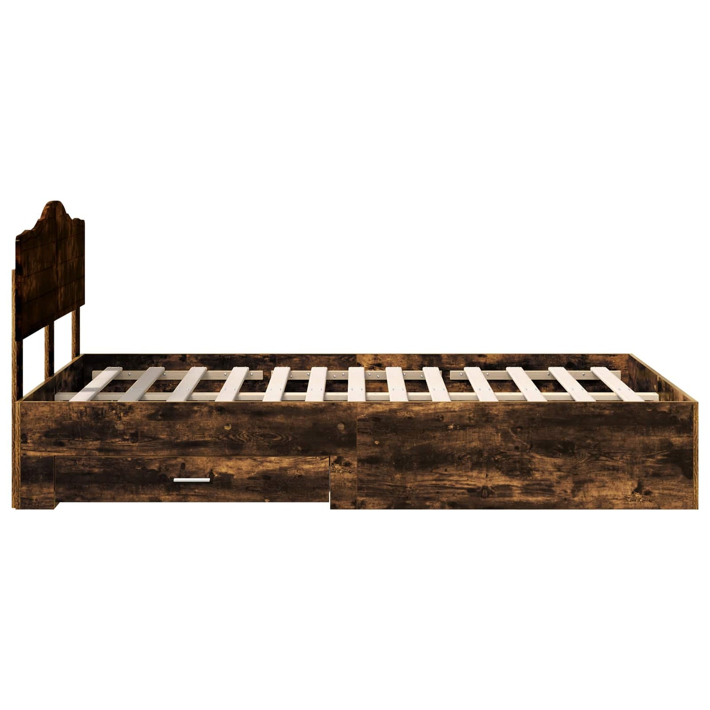 Bed Frame with Drawer Smoked Oak 120 x 190 cm Engineered Wood