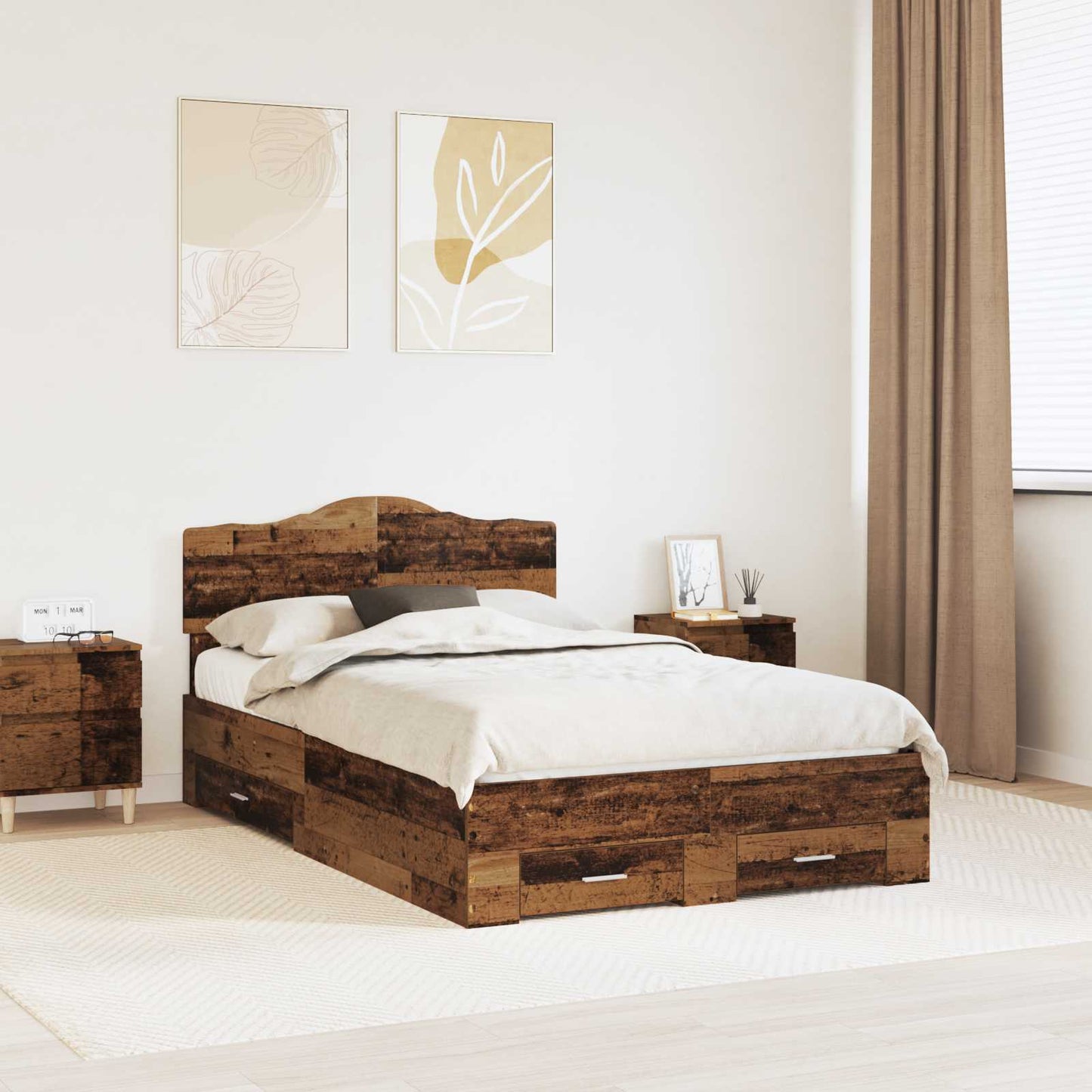 Bed Frame with Headboard Old Wood 120 x 190 cm Engineered Wood