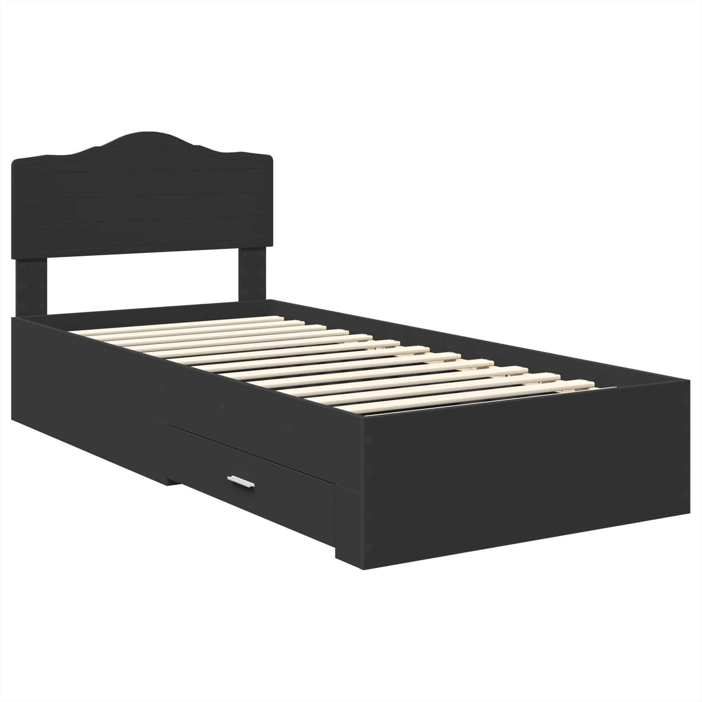Bed Frame with Headboard Black 100 x 200 cm Engineered Wood