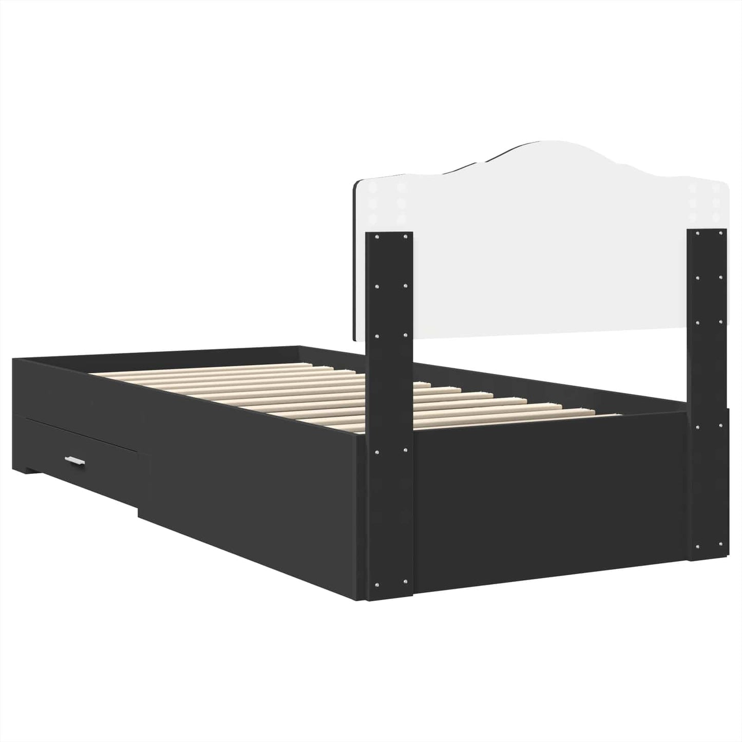Bed Frame with Headboard Black 100 x 200 cm Engineered Wood