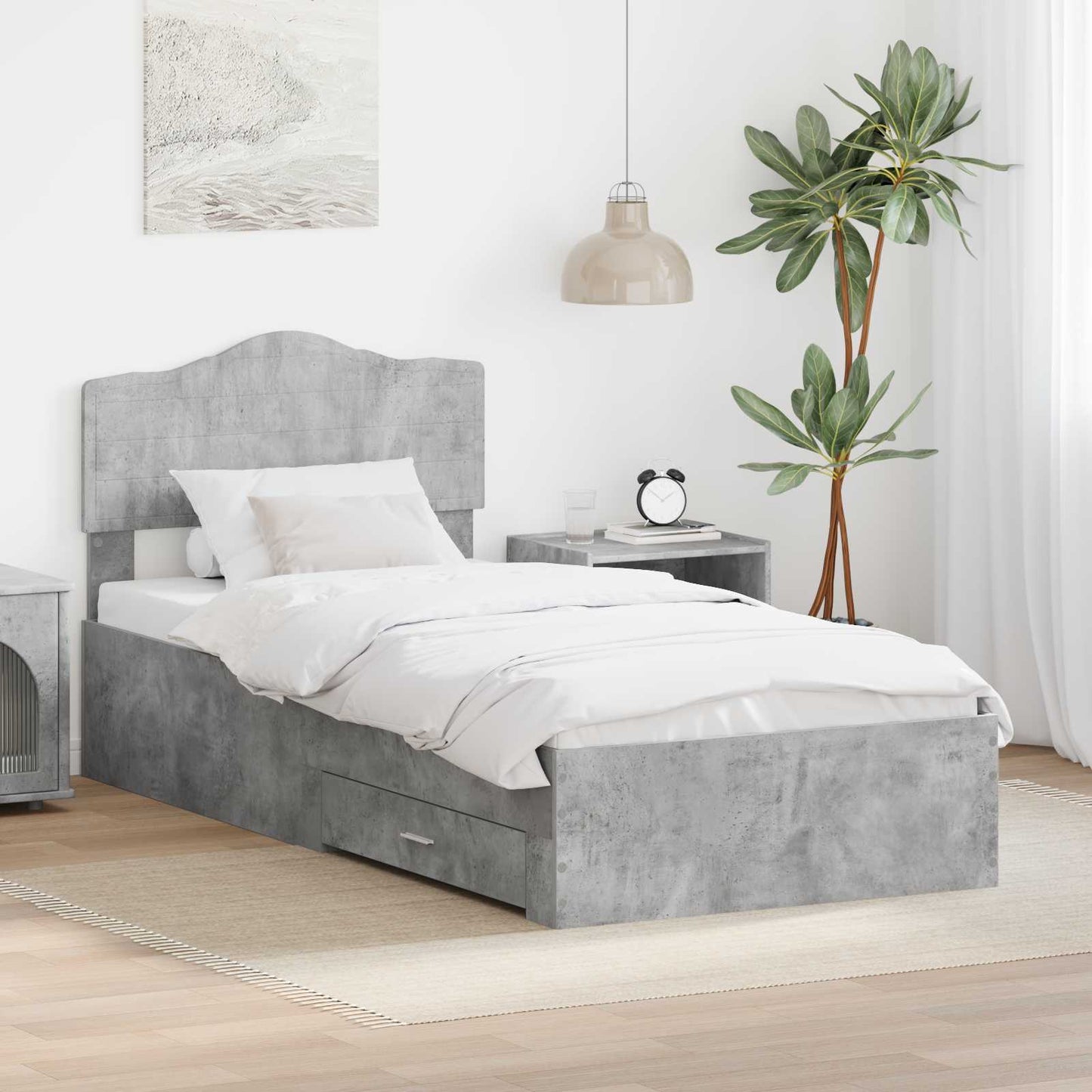 Bed Frame Concrete Grey 100 x 200 cm Engineered Wood