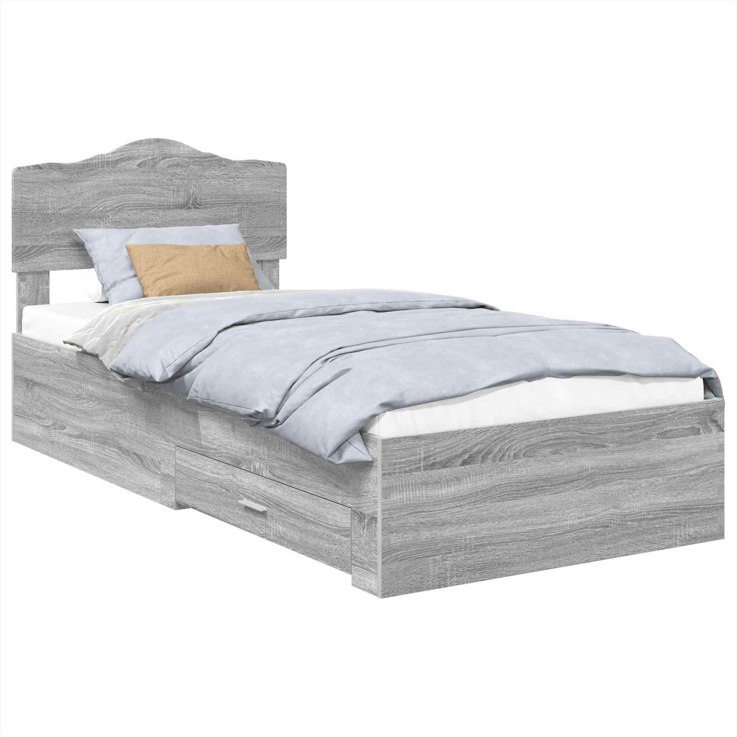 Bed Frame with Drawer Grey Sonoma 100 x 200 cm Engineered Wood