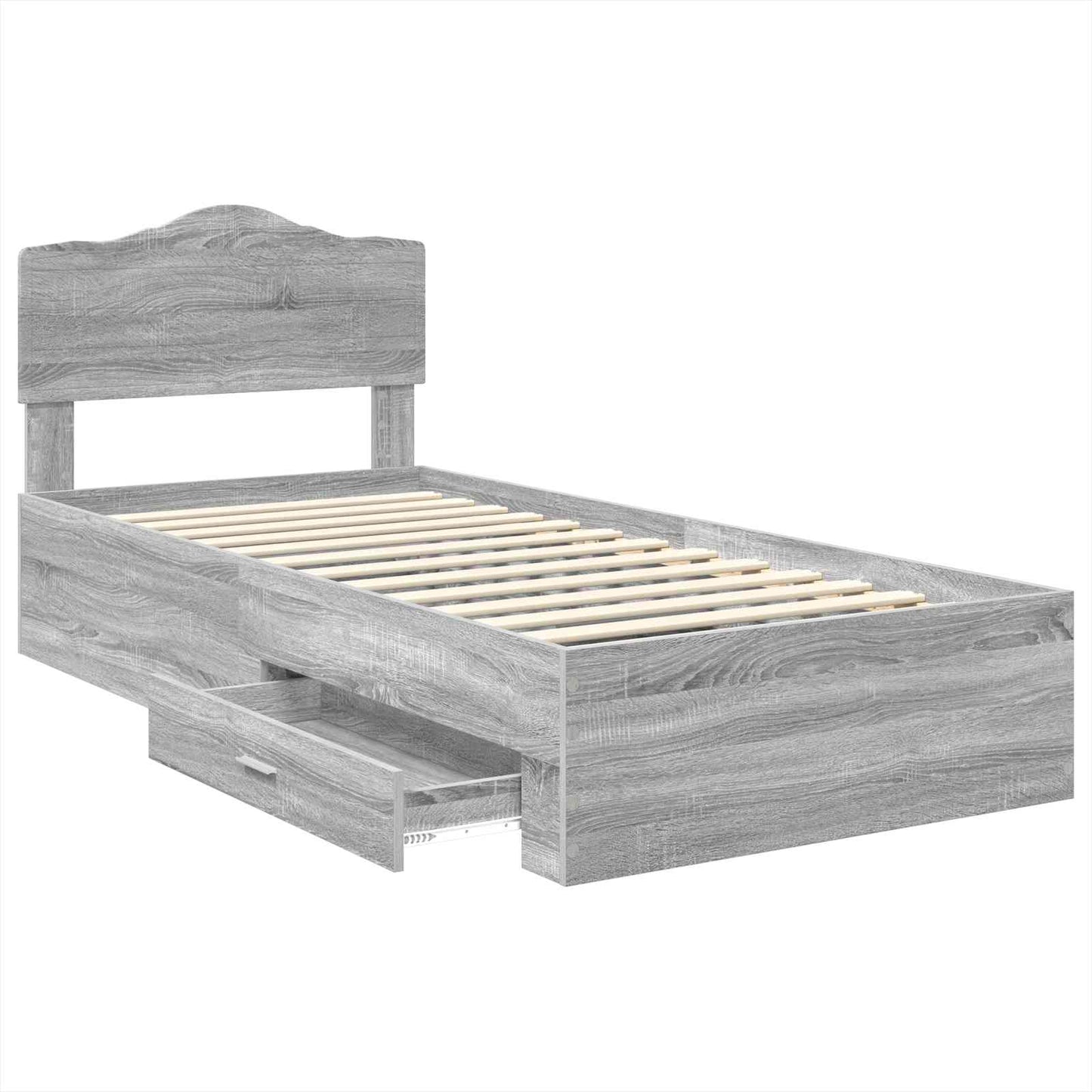 Bed Frame with Drawer Grey Sonoma 100 x 200 cm Engineered Wood