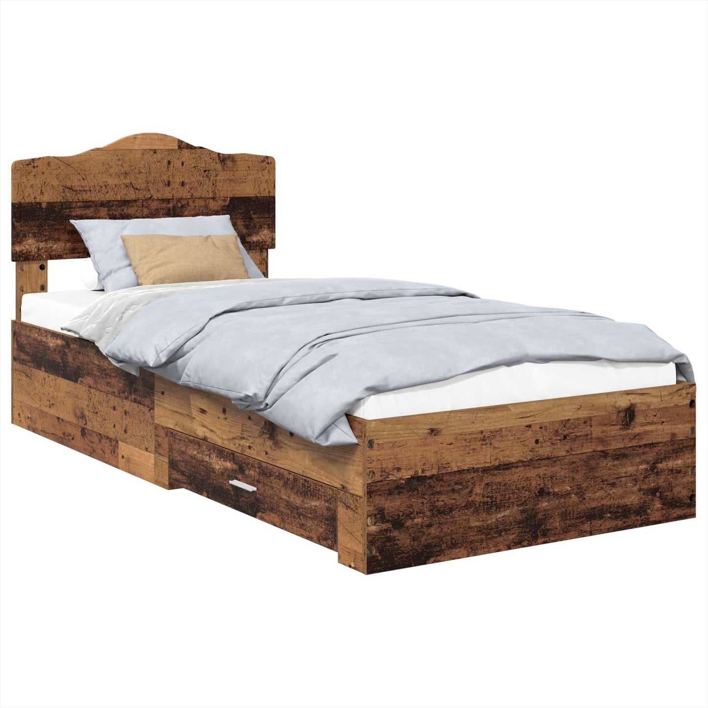 Bed Frame with Headboard Old Wood 100 x 200 cm Engineered Wood