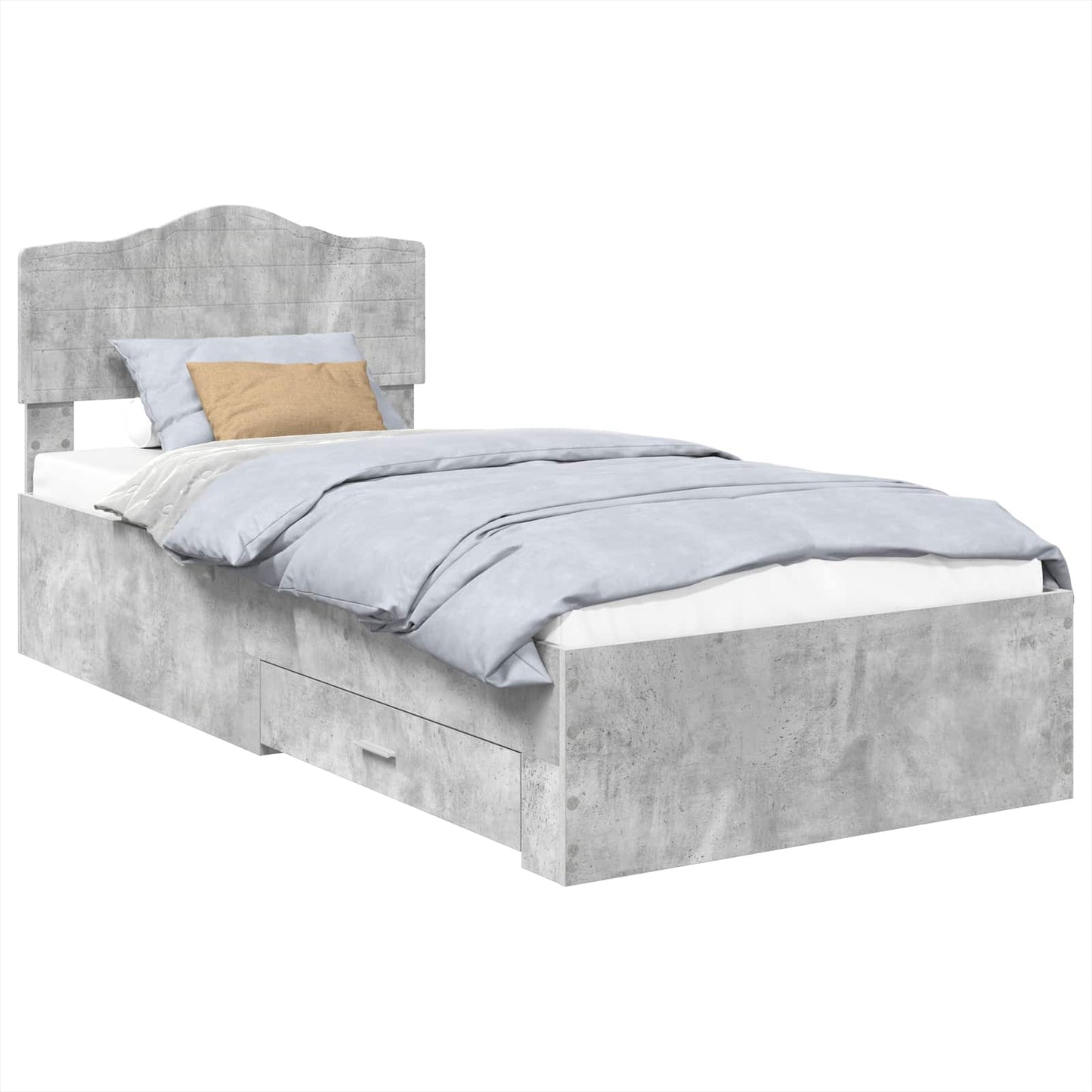 Bed Frame with Drawer Concrete Grey 90 x 200 cm Engineered Wood