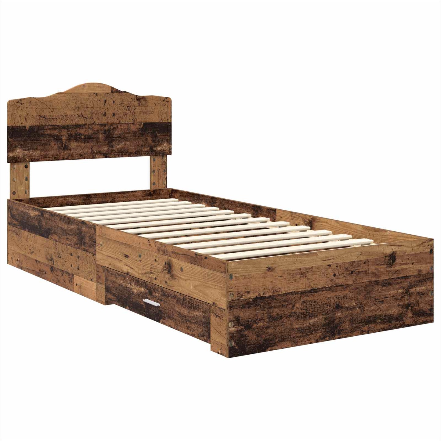 Bed Frame with Headboard Old Wood 90 x 200 cm Engineered Wood
