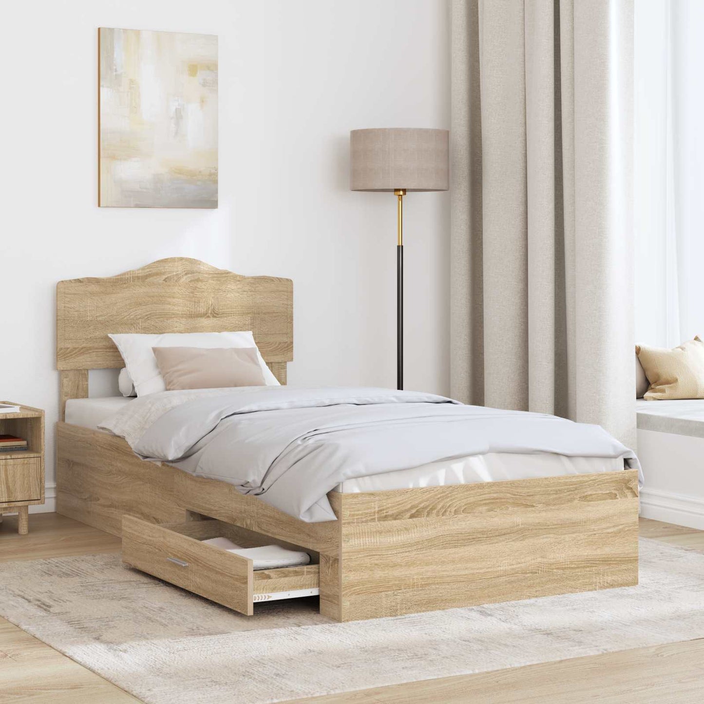 Bed Frame with Headboard Sonoma Oak 90 x 190 cm Engineered Wood