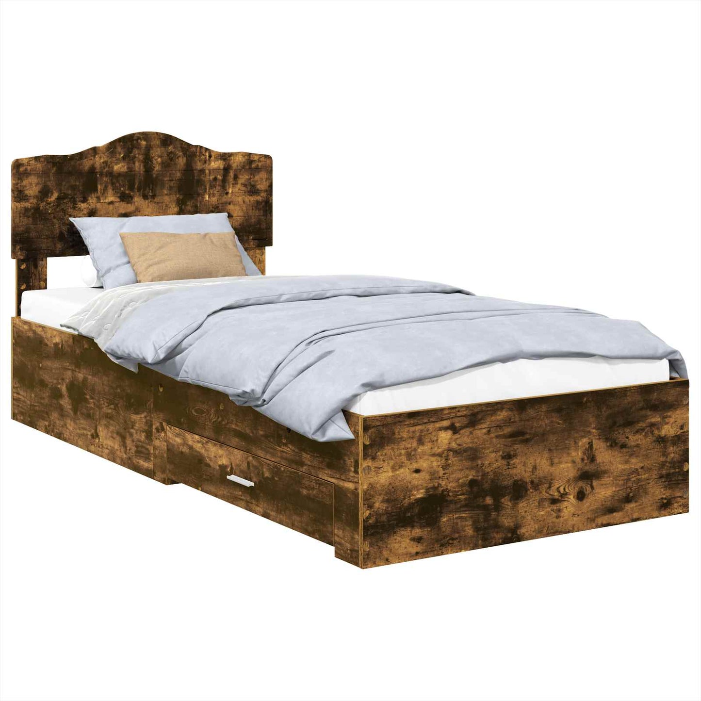Bed Frame with Headboard Smoked Oak 90 x 190 cm Engineered Wood