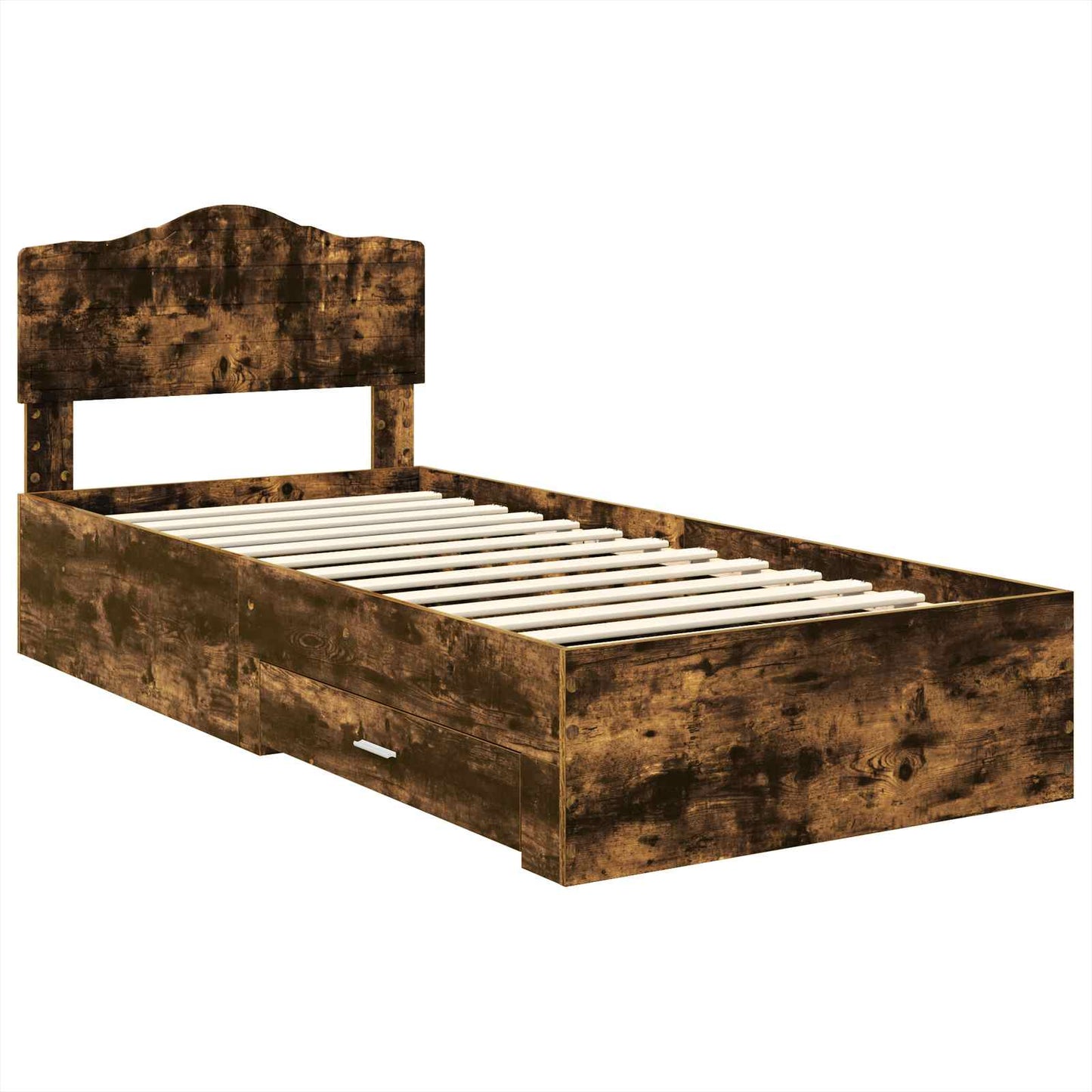 Bed Frame with Headboard Smoked Oak 90 x 190 cm Engineered Wood