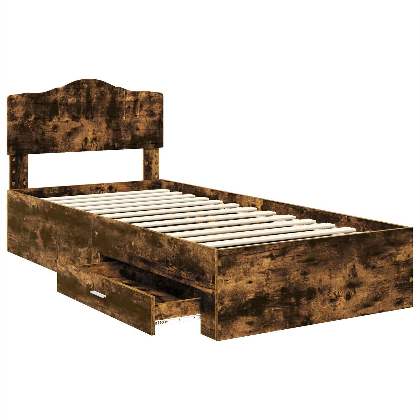 Bed Frame with Headboard Smoked Oak 90 x 190 cm Engineered Wood