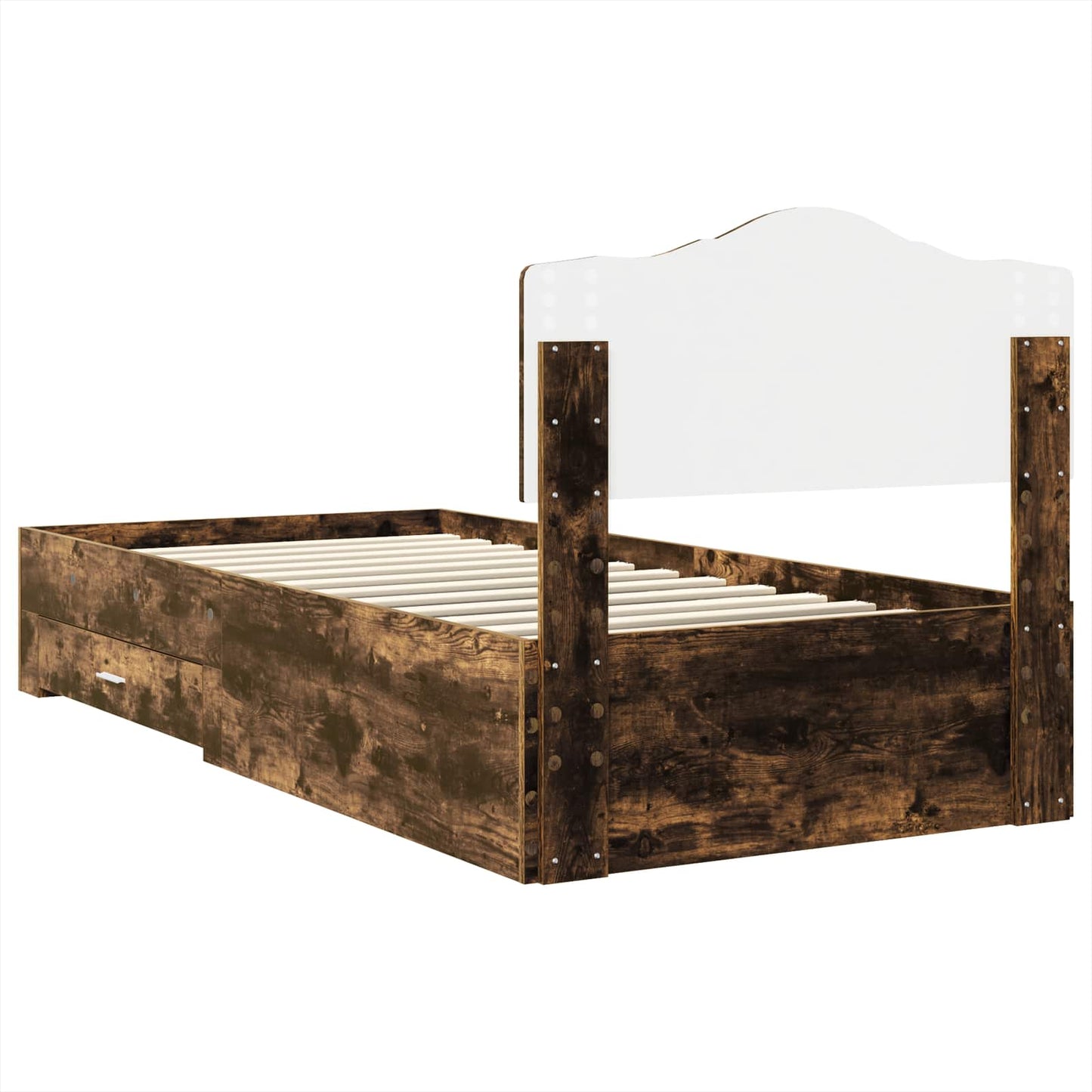 Bed Frame with Headboard Smoked Oak 90 x 190 cm Engineered Wood