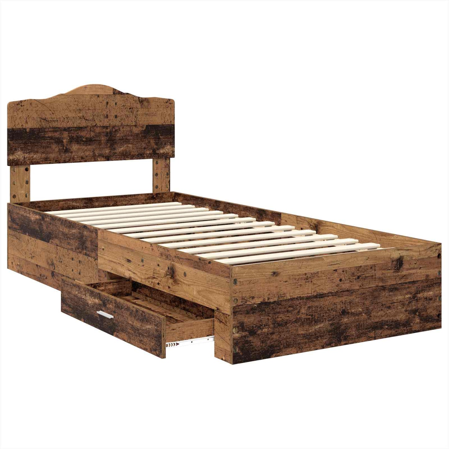 Bed Frame with Headboard Old Wood 90 x 190 cm Engineered Wood