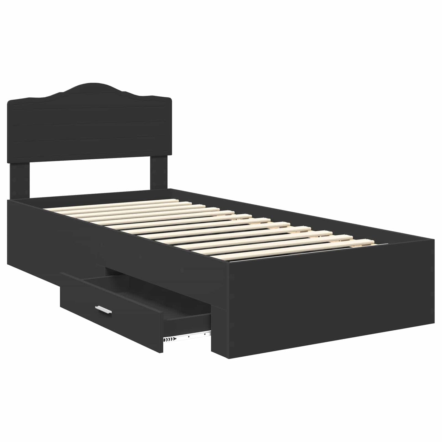 Bed Frame with Headboard Black 70 x 190 cm Engineered Wood