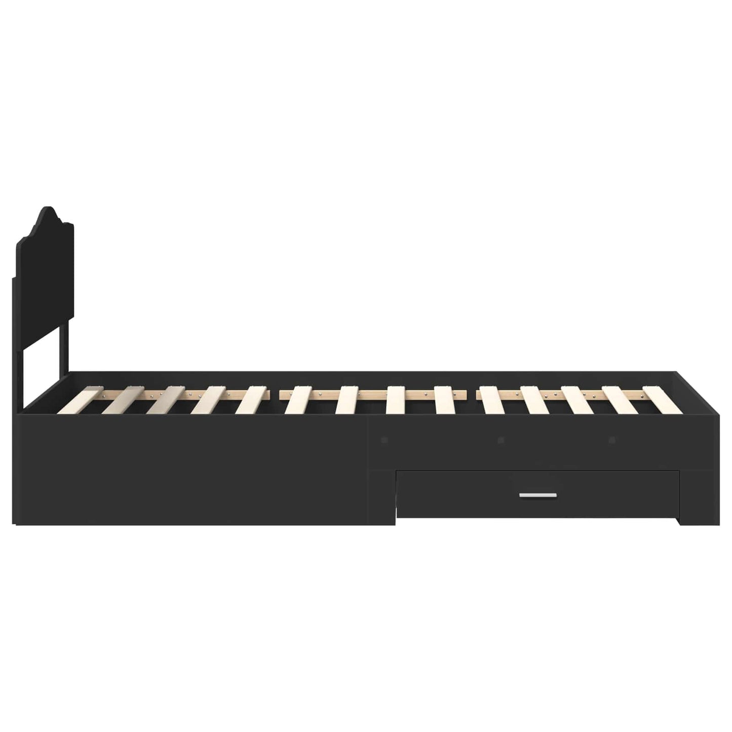Bed Frame with Headboard Black 70 x 190 cm Engineered Wood