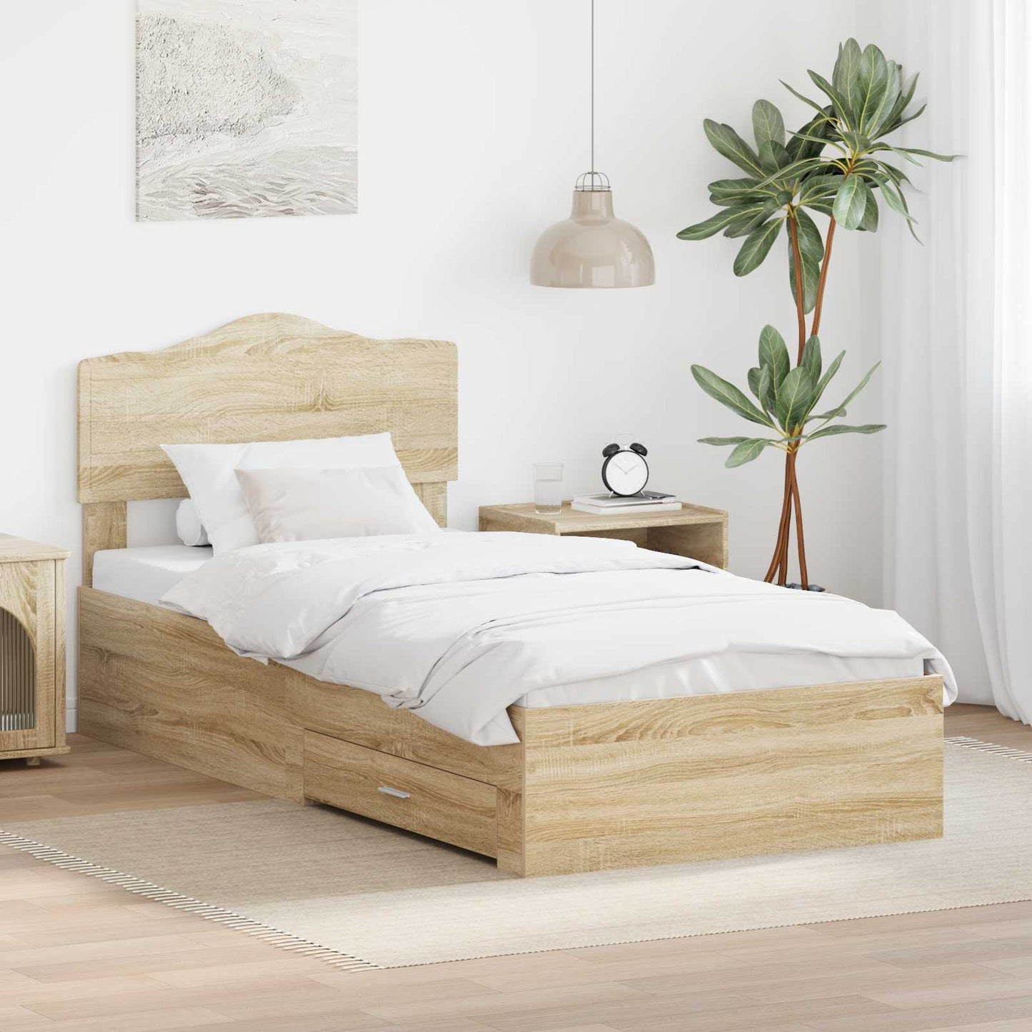Bed Frame with Headboard Sonoma Oak 70 x 190 cm Engineered Wood