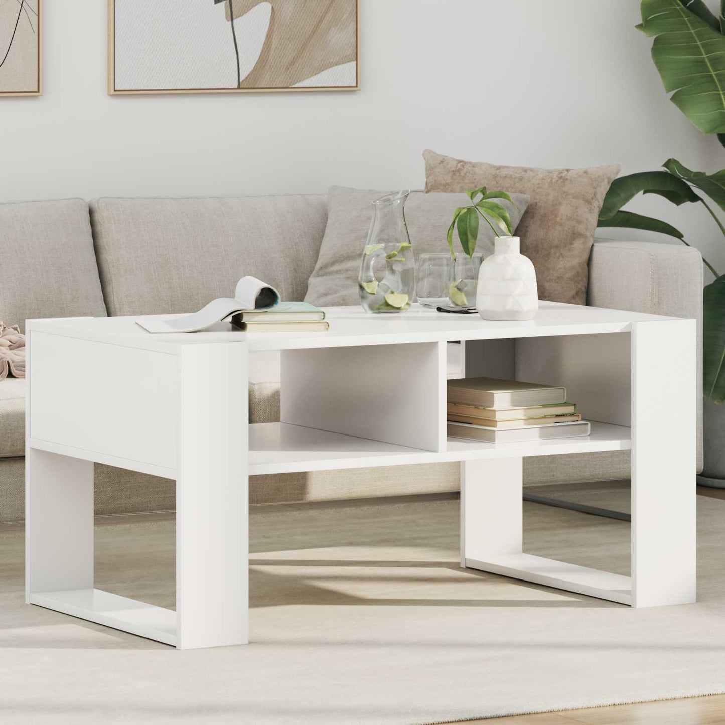 Coffee Table White 92 x 53 x 45 cm Engineered Wood