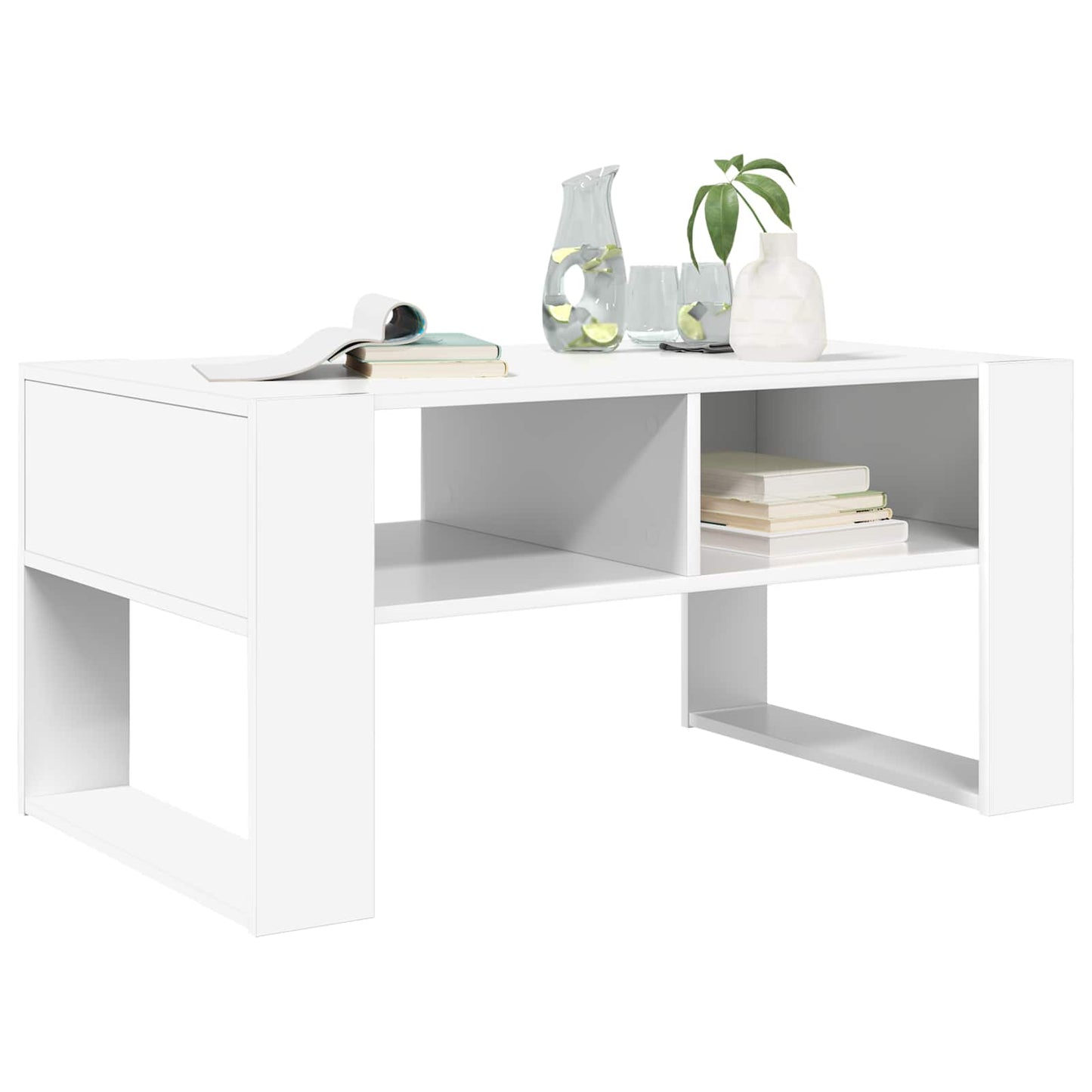 Coffee Table with Storage White 92 x 53 x 45 cm Engineered Wood