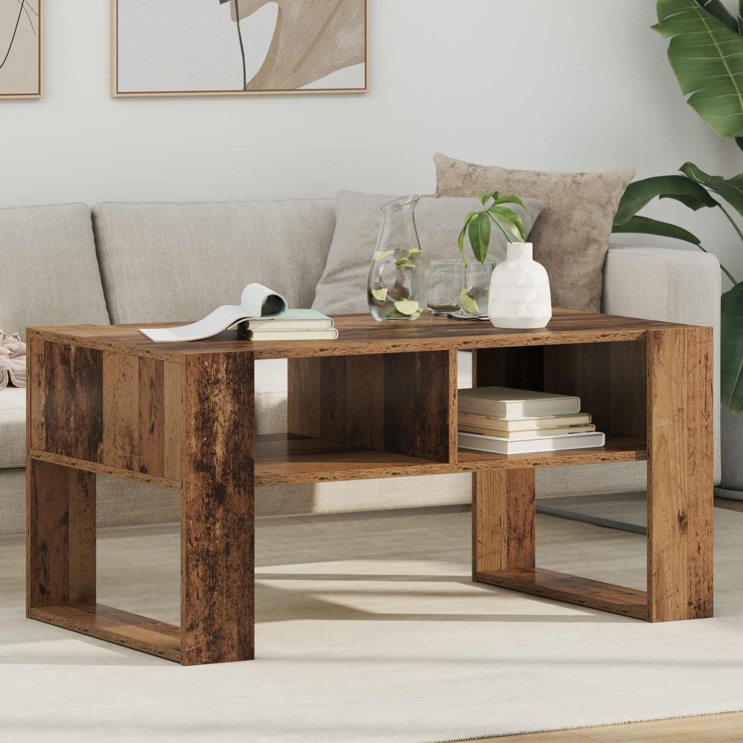 Coffee Table Old Wood 92 x 53 x 45 cm Engineered Wood