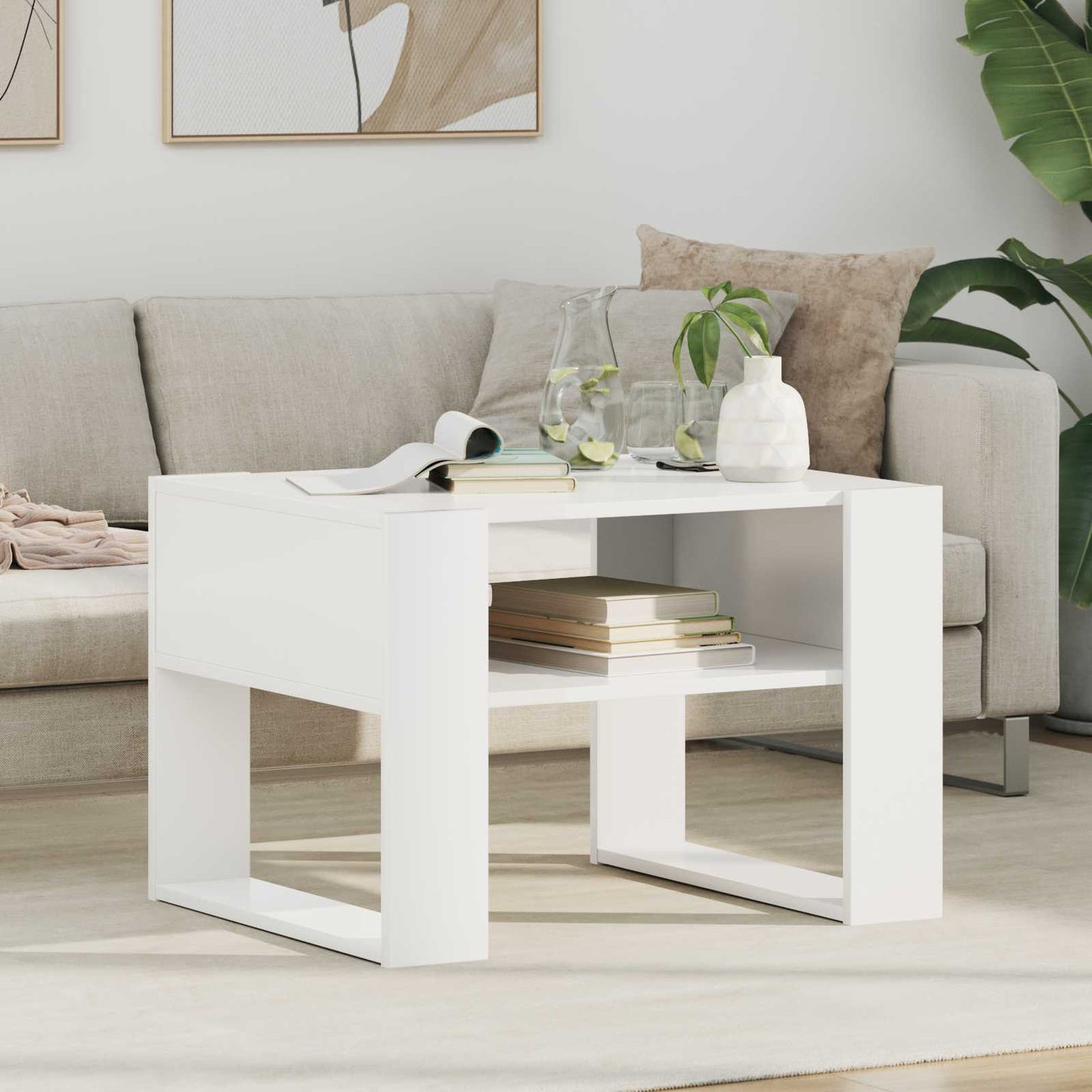 Coffee Table White 66 x 53 x 45 cm Engineered Wood