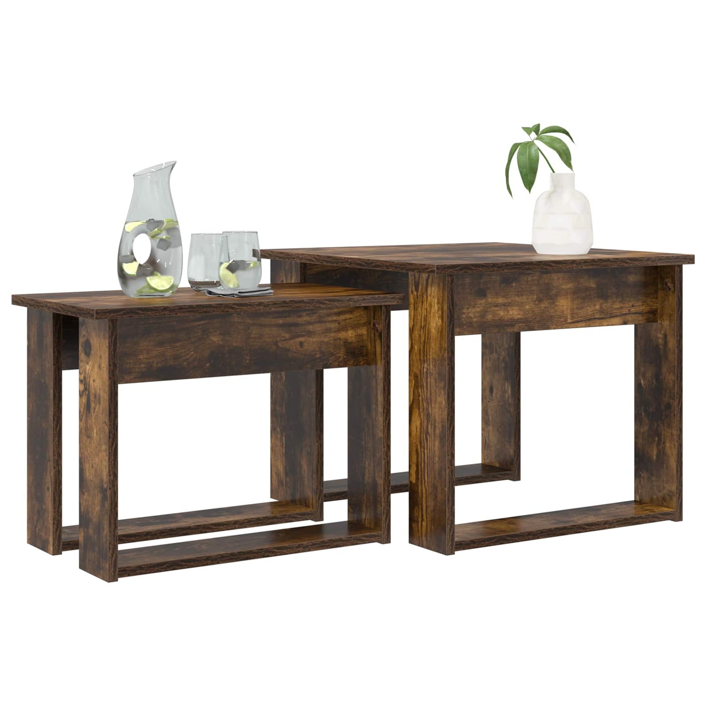 Coffee Table Set 2 pcs Smoked Oak Engineered Wood