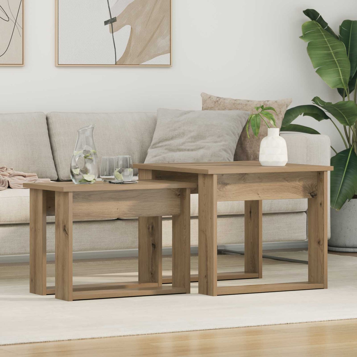 Coffee Table Set 2 pcs Artisan Oak 50 x 52 x 42 cm