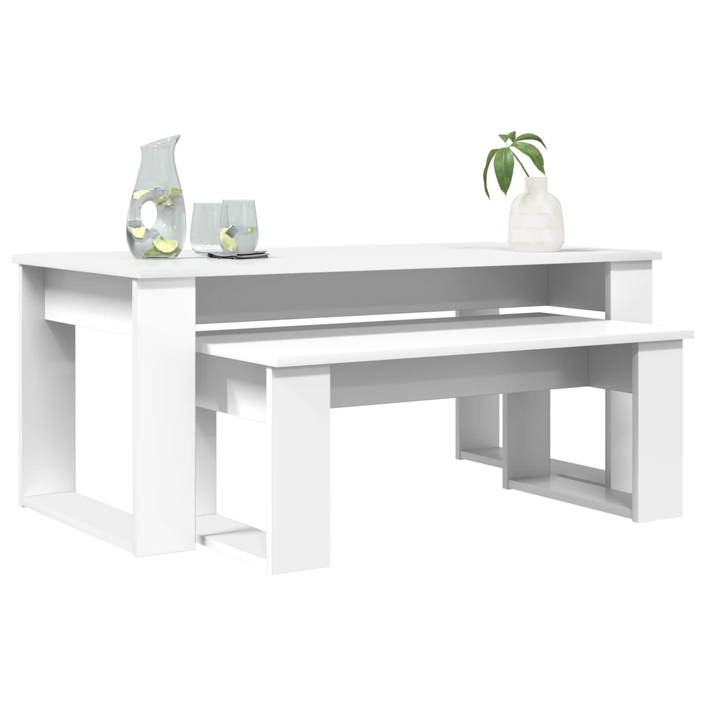 Coffee Table Set 2 pcs White Engineered Wood