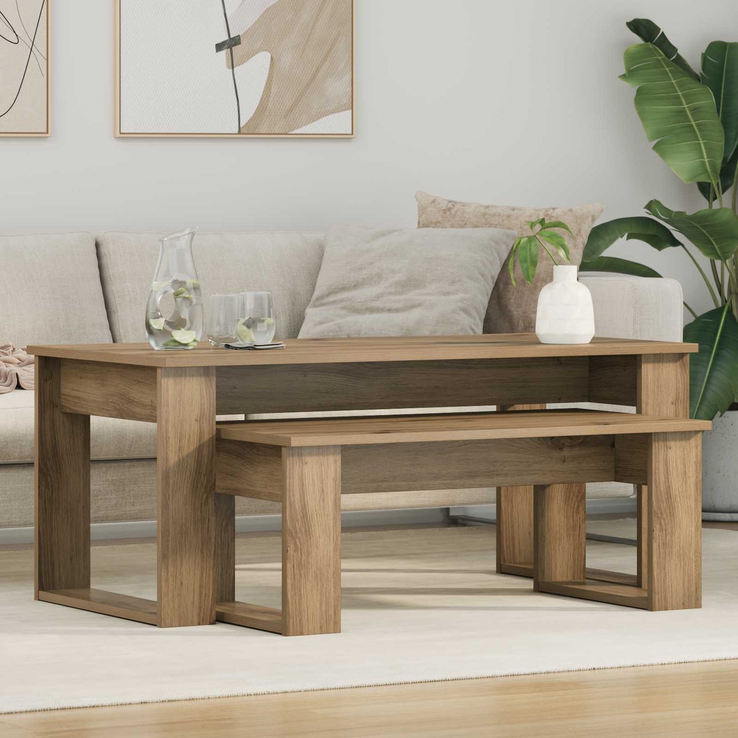 Coffee Table Set 2 pcs Artisan Oak 100 x 50 x 42 cm