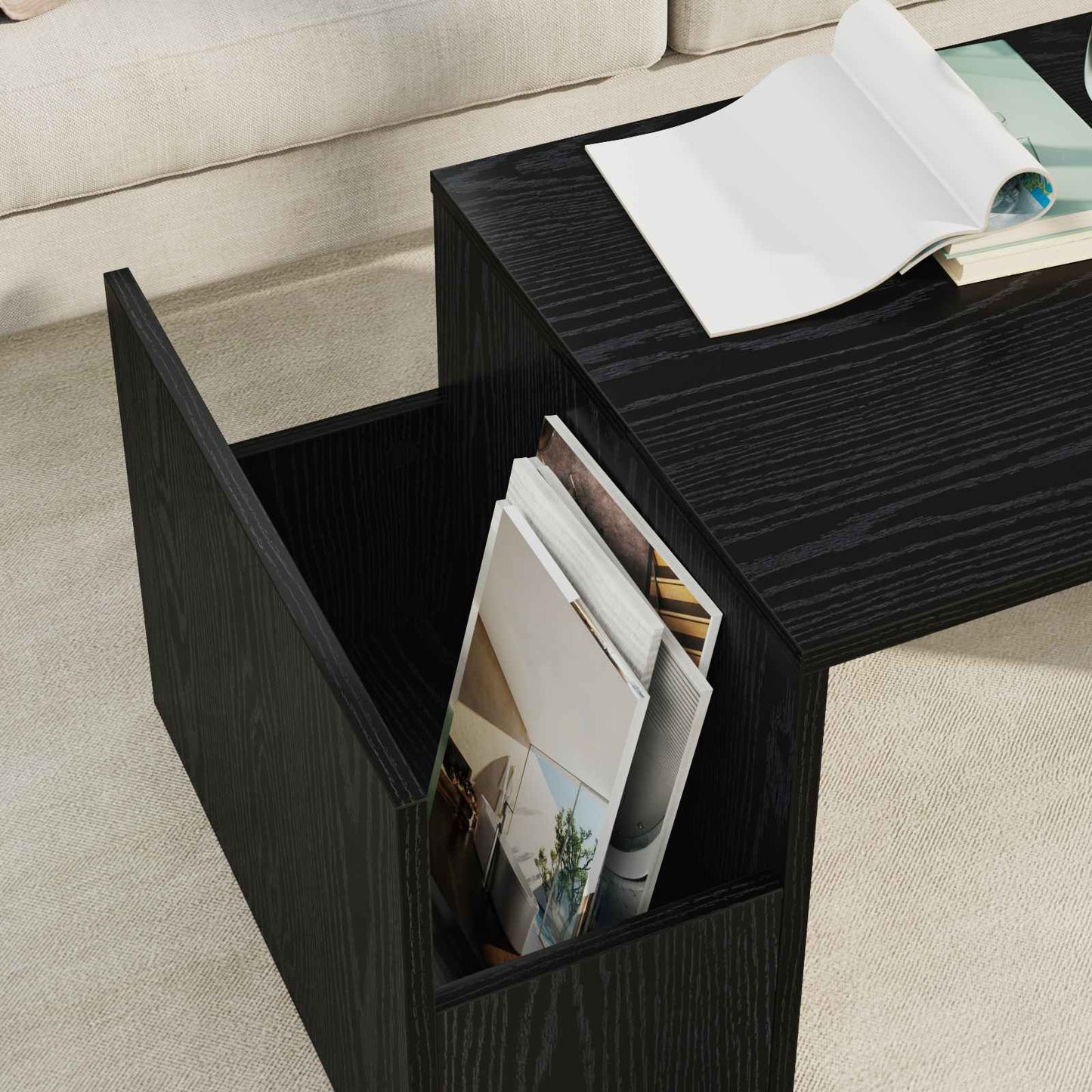 Coffee Table Black Oak 90 x 45 x 35 cm Engineered Wood