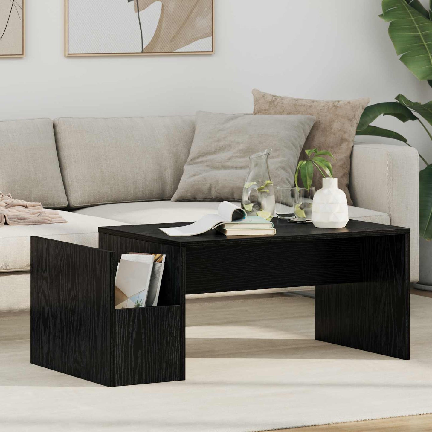 Coffee Table Black Oak 90 x 45 x 35 cm Engineered Wood