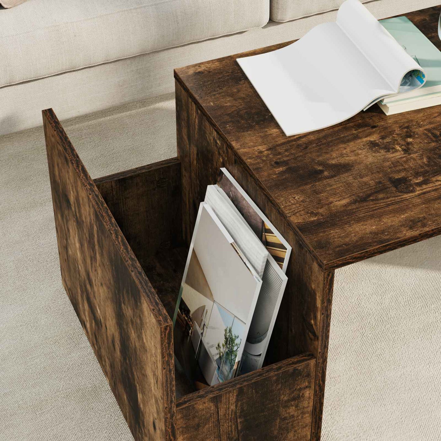 Coffee Table Smoked Oak 90 x 45 x 35 cm Engineered Wood