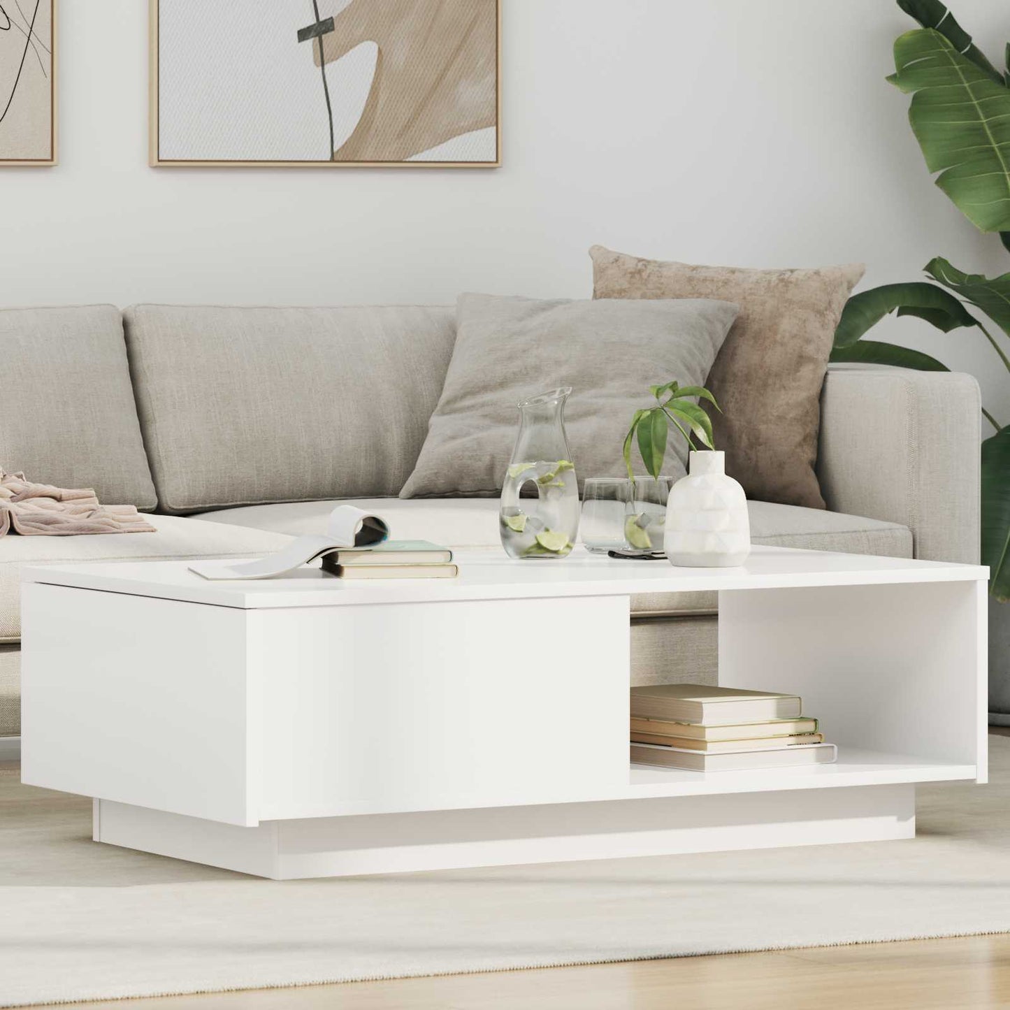 Coffee Table White 95 x 55 x 31 cm Engineered Wood