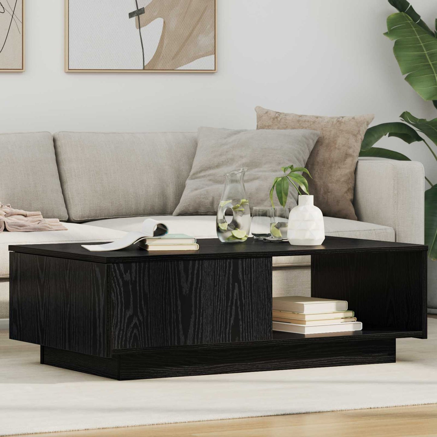 Coffee Table Black Oak 95 x 55 x 31 cm Engineered Wood