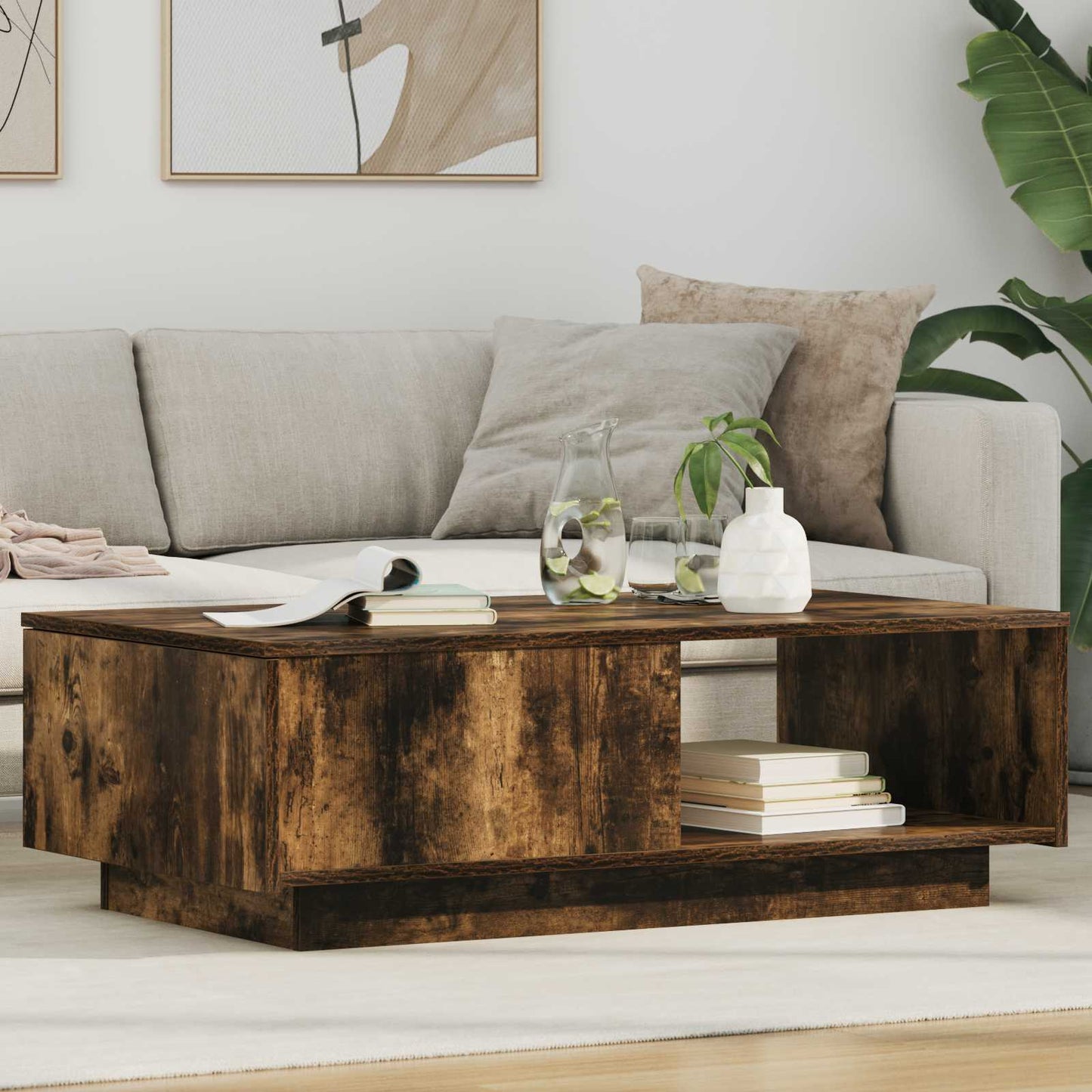 Coffee Table Smoked Oak 95 x 55 x 31 cm Engineered Wood