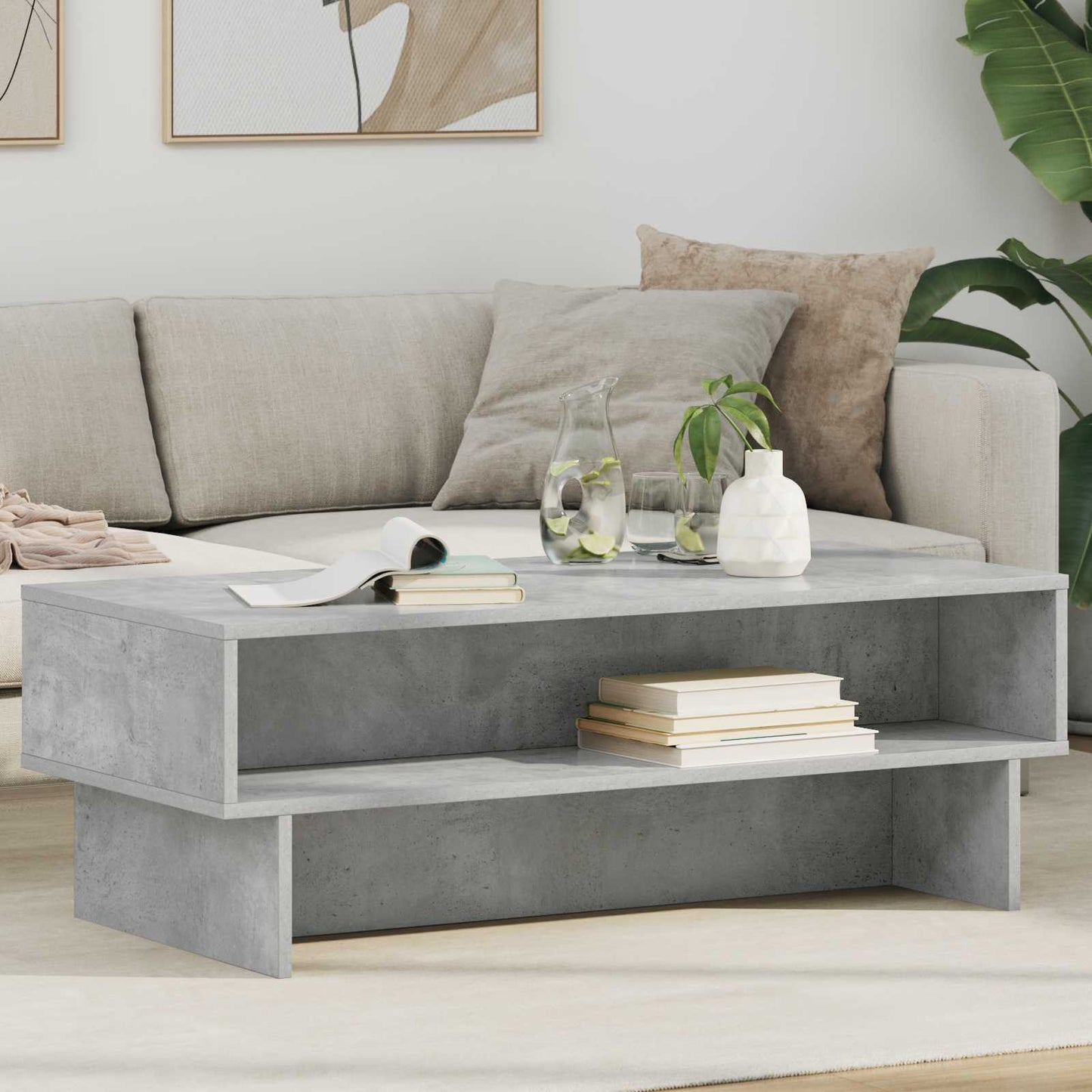 Coffee Table Concrete Grey 100 x 46 x 35 cm Engineered Wood