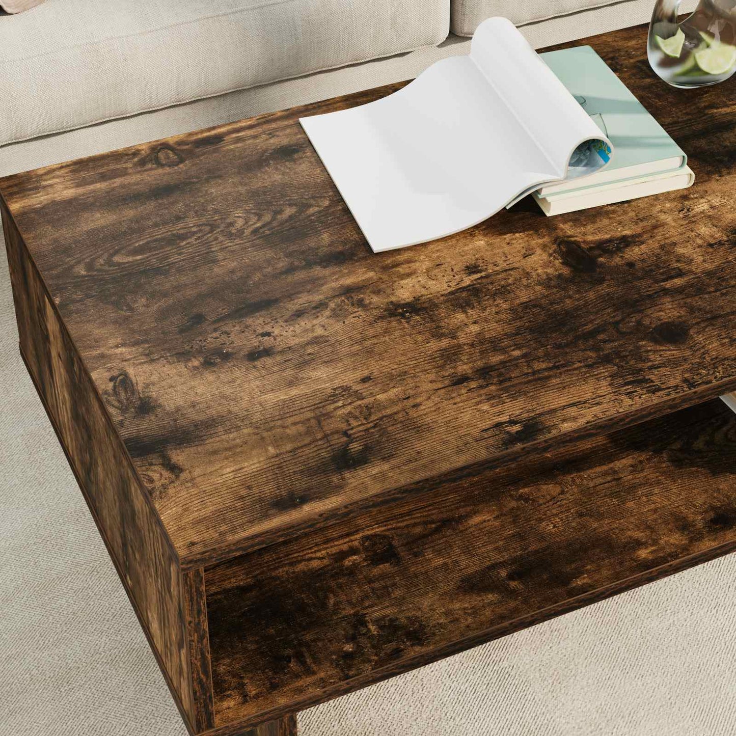 Coffee Table Smoked Oak 100 x 46 x 35 cm Engineered Wood