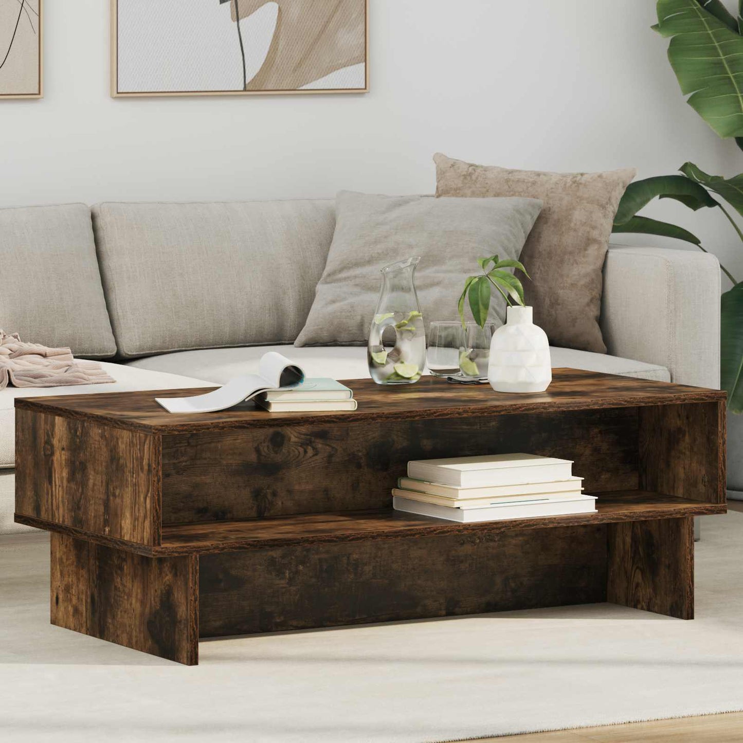 Coffee Table Smoked Oak 100 x 46 x 35 cm Engineered Wood