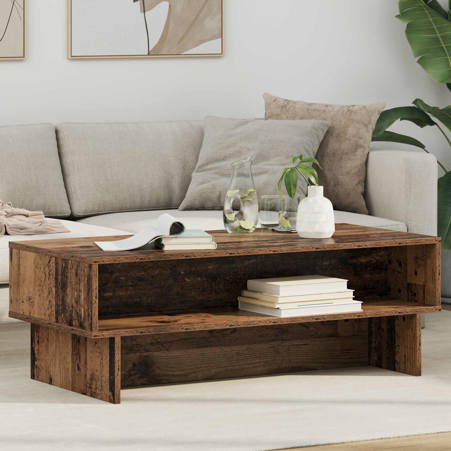 Coffee Table Old Wood 100 x 46 x 35 cm Engineered Wood