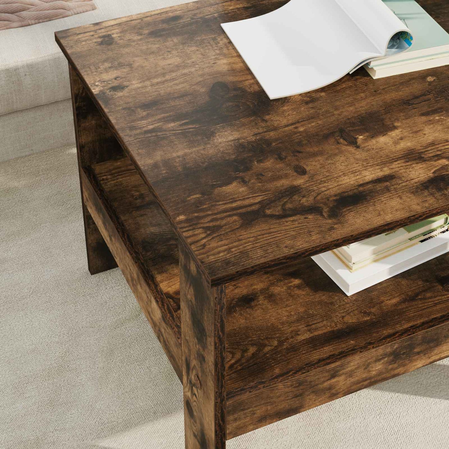 Coffee Table Smoked Oak 57 x 55 x 45 cm Engineered Wood