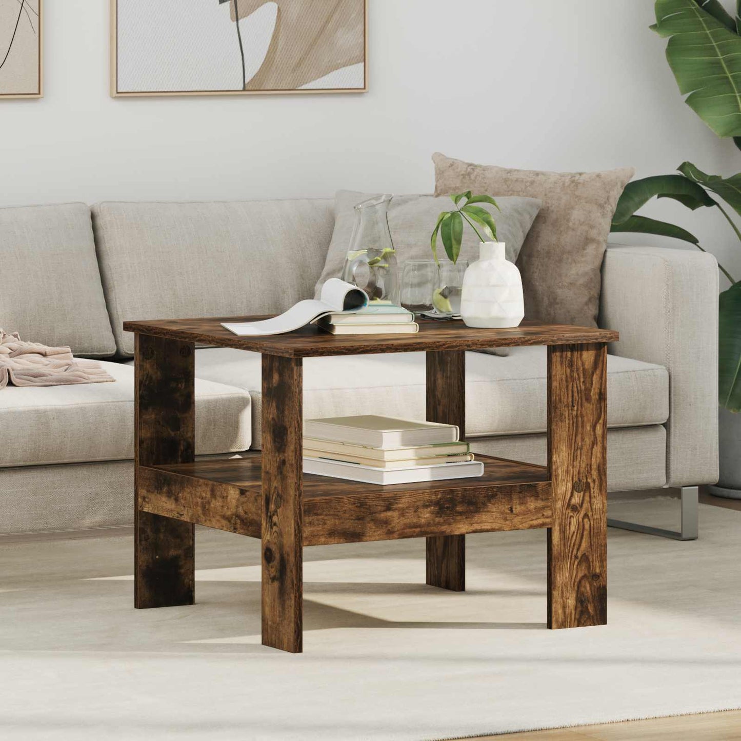 Coffee Table Smoked Oak 57 x 55 x 45 cm Engineered Wood