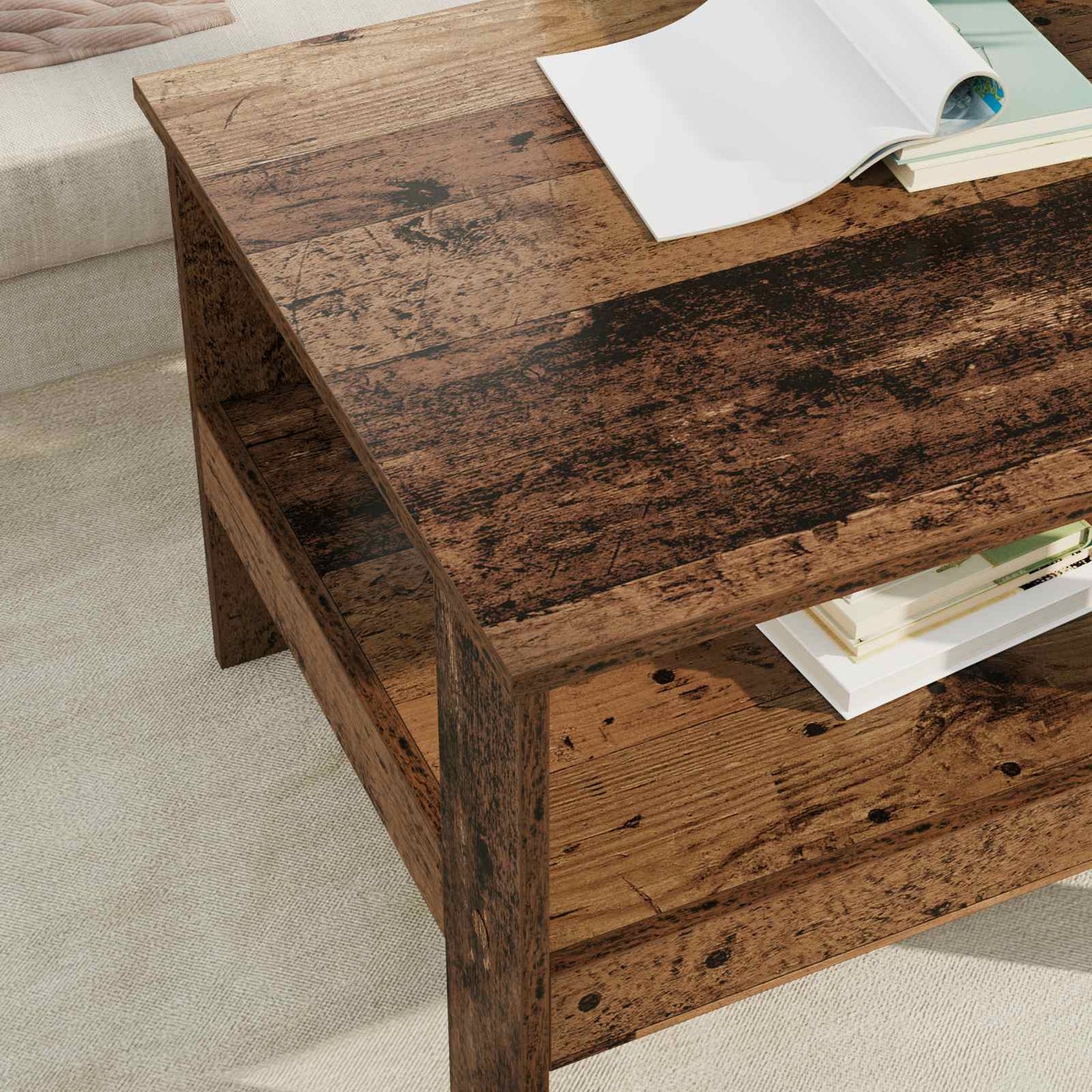 Coffee Table Old Wood 57 x 55 x 45 cm Engineered Wood