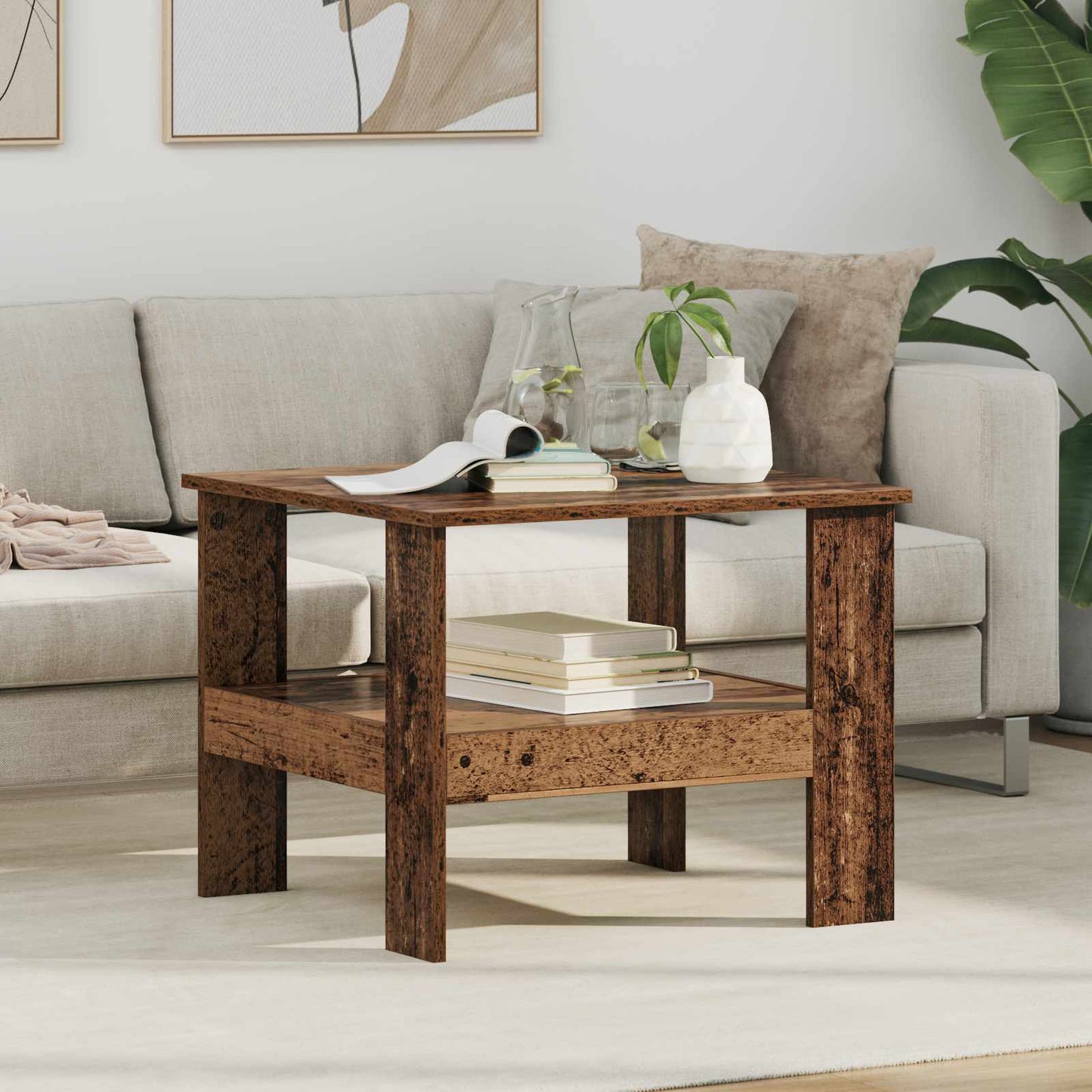 Coffee Table Old Wood 57 x 55 x 45 cm Engineered Wood