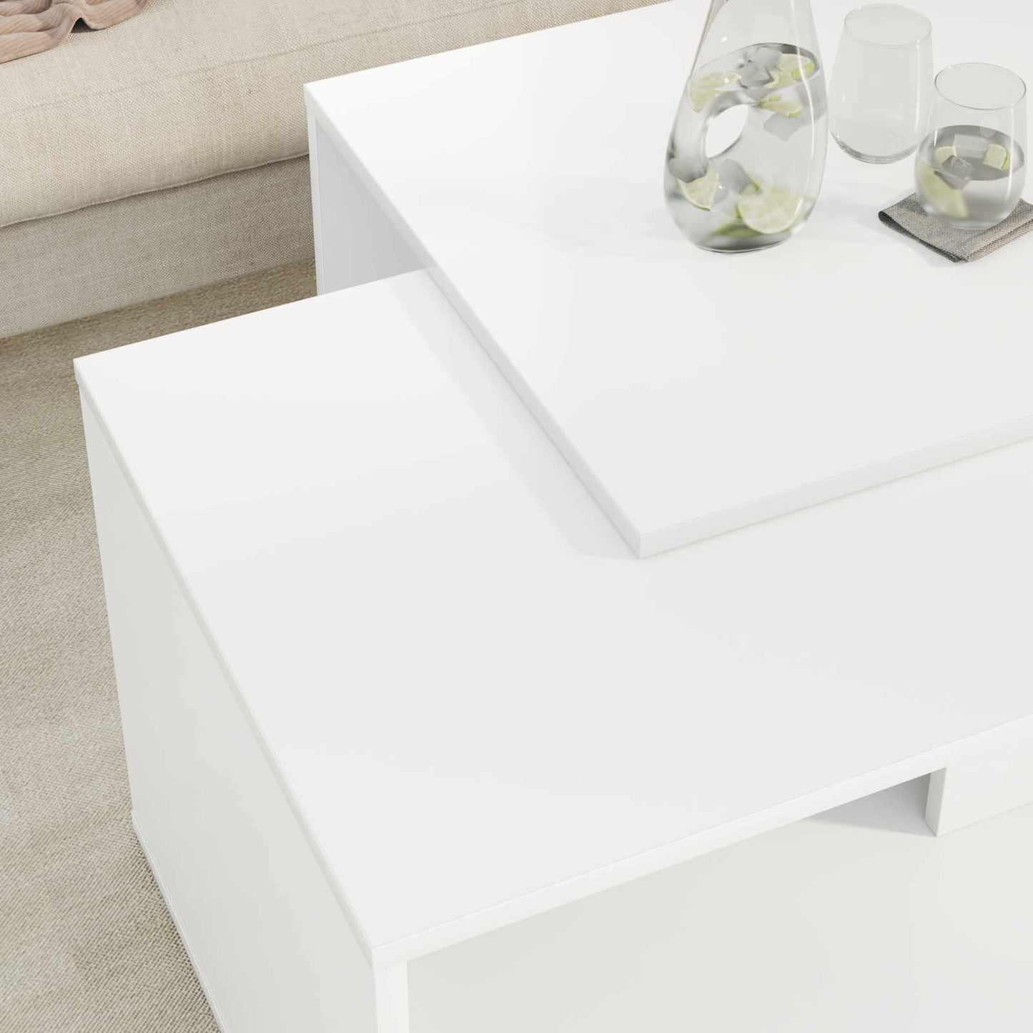 Coffee Table Set 2 pcs White Engineered Wood