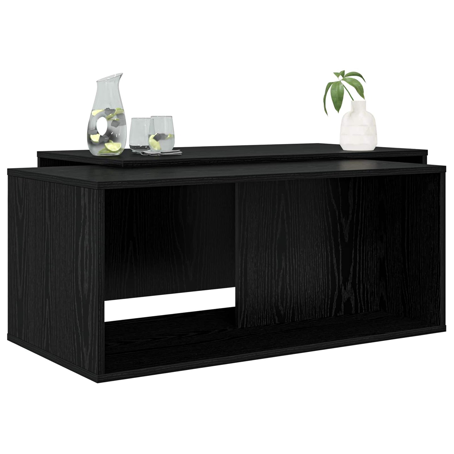 Coffee Table Set 2 pcs Black Oak Engineered Wood